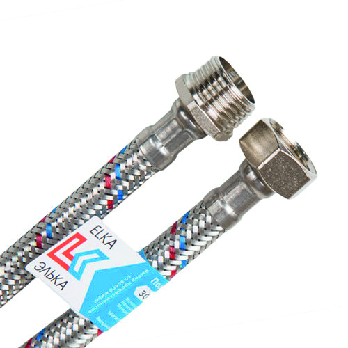 Гибкая подводка для воды латунная Elka, 30 см, гайка-штуцер фото