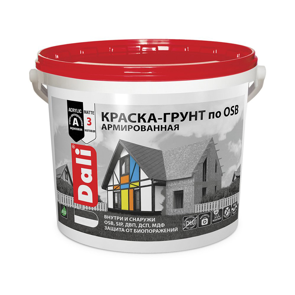 Краска-грунт по OSB Dali, армированная, матовая, база C, бесцветная, 3 кг  цена - купить в интернет-магазине