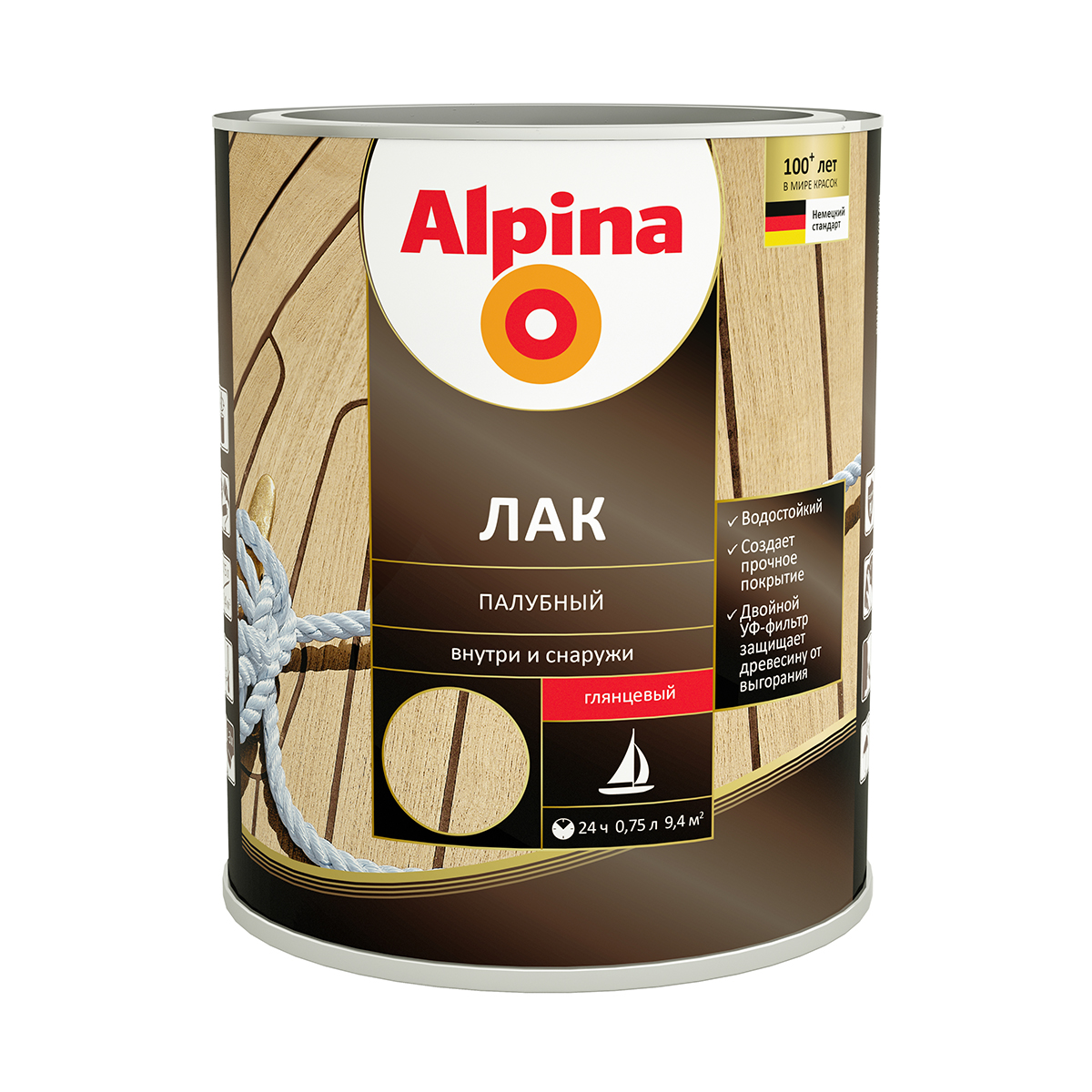 Alpina Лак алкидно-уретановый палубный глянцевый (0,75л)