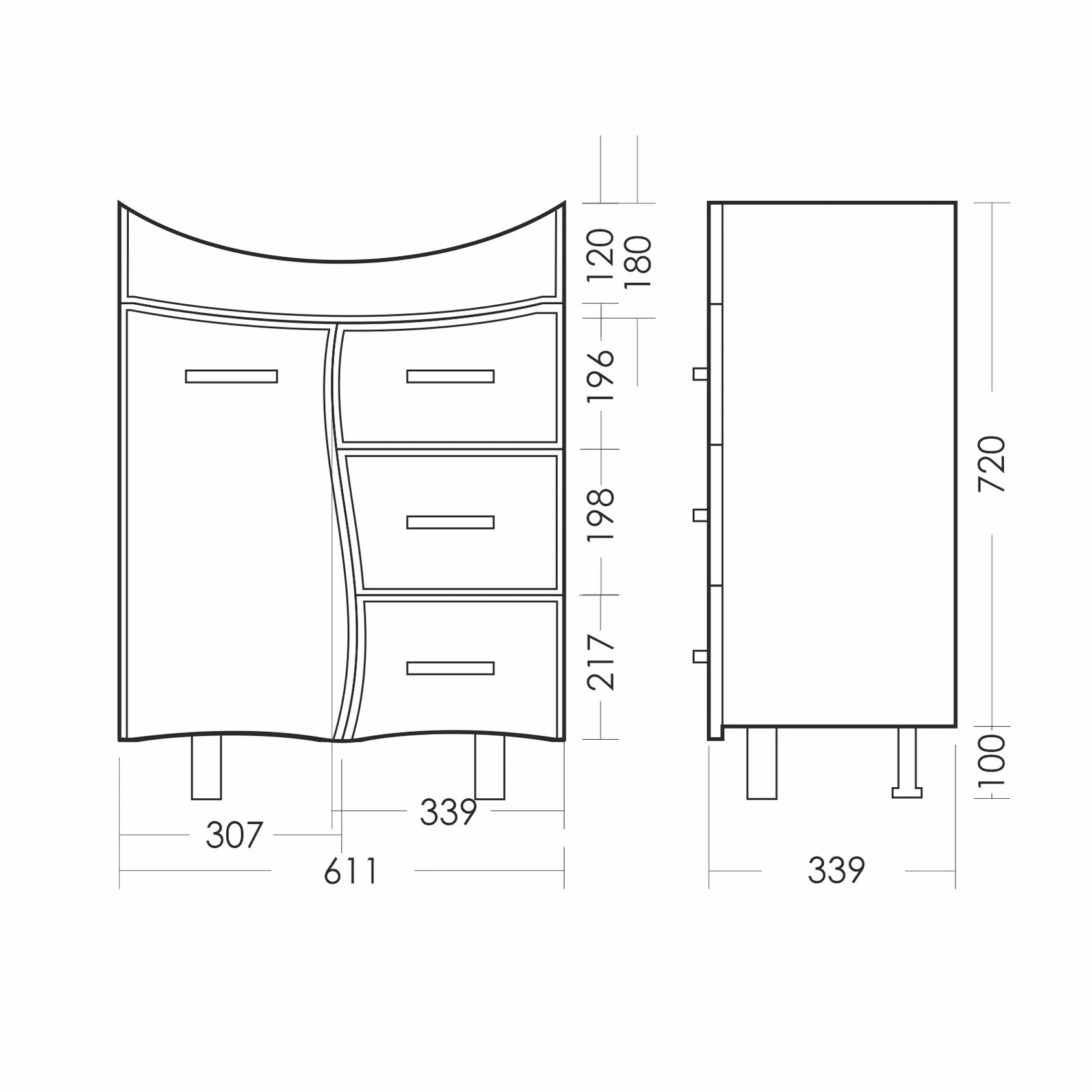 Тумба под раковину напольная Sanita Лира, 72 x 61,1 x 33,6 см фото