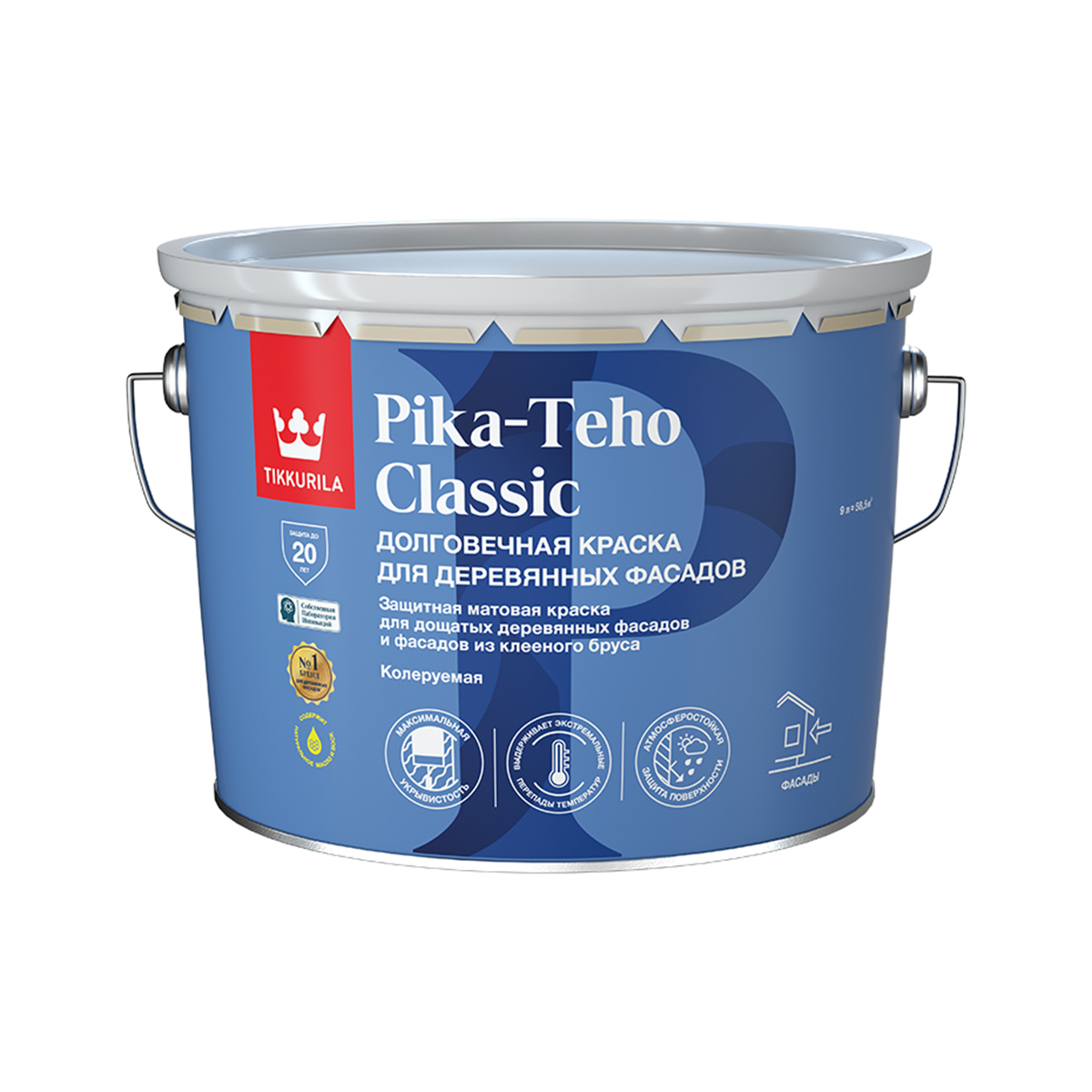 Краска для деревянных фасадов Tikkurila Pika-Teho Classic, матовая, база С,  бесцветная, 0,9 л цена - купить в интернет-магазине