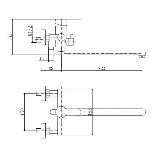 Смеситель для ванны с душем Fashun A52201-7, с длинным изливом, черный фото