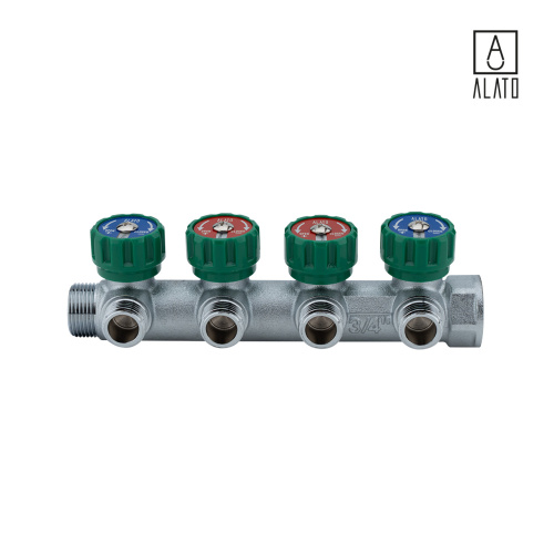 Коллектор регулирующий Alato, под плоское уплотнение, 3/4" x 1/2" x 4 выхода фото