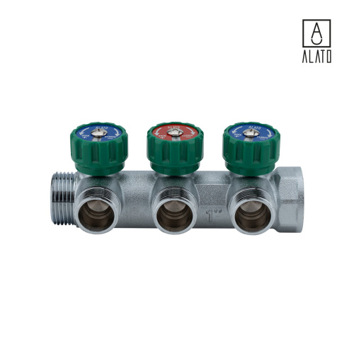 Коллектор регулирующий Alato, евроконус, 1" x 3/4" x 3 выхода фото
