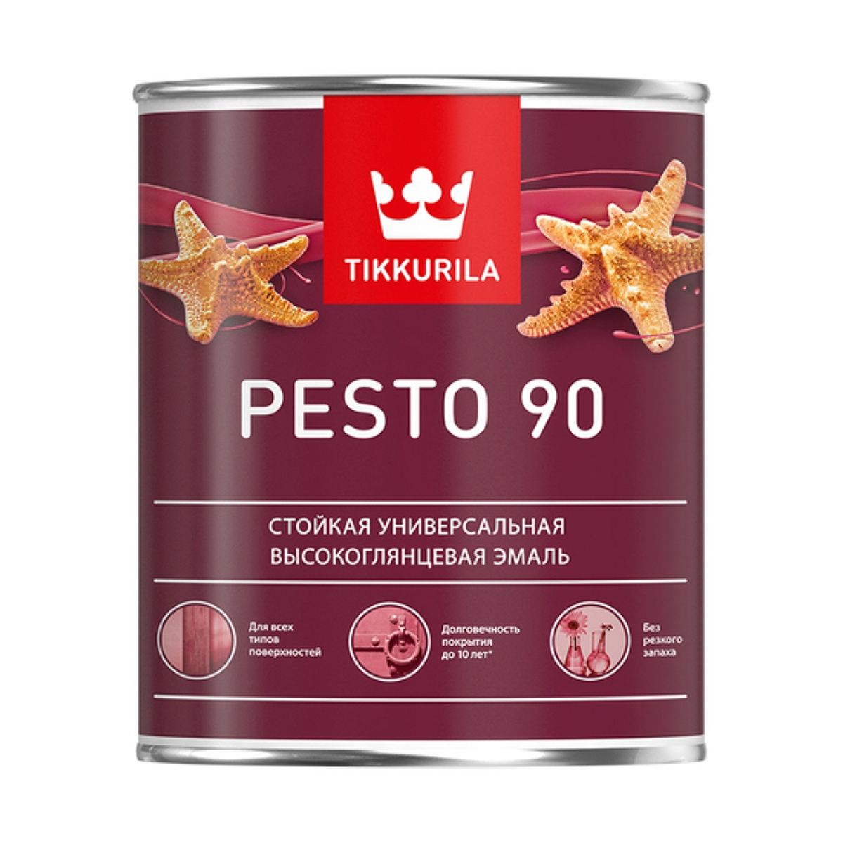 Эмаль алкидная Tikkurila Pesto 90 высокоглянцевая, база С, 0,9 л