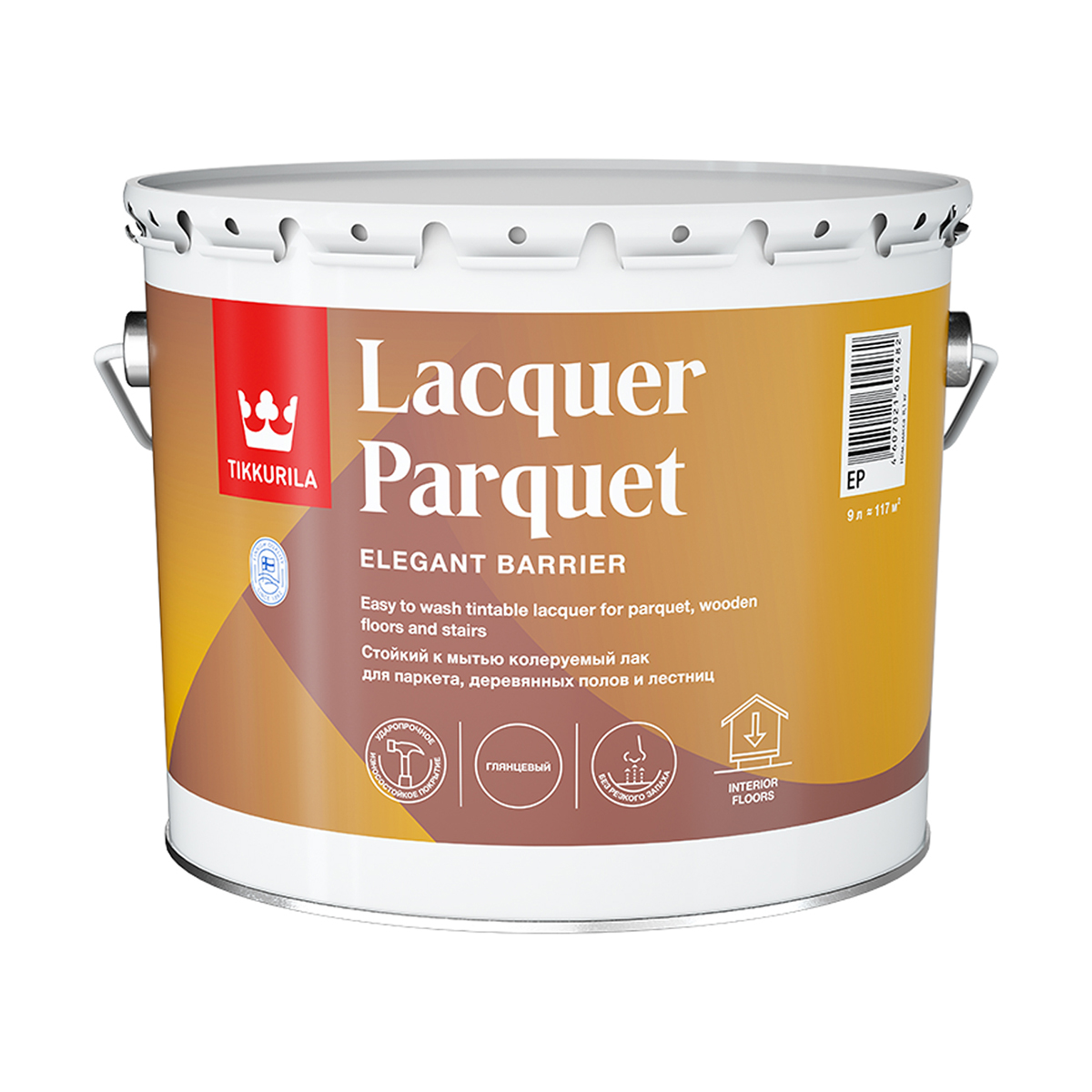 Лак паркетный глянцевый Lacquer Parquet (Лакер Паркет) TIKKURILA 0,9 л  бесцветный (база EP) цена - купить в интернет-магазине