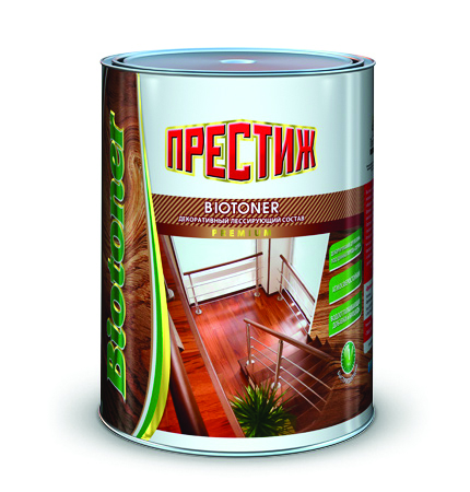 Защитно-декоративный состав Престиж Биотонер, 0,9 л, белый снег фото