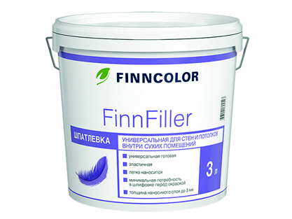 Шпатлевка финишная Finncolor FinnFiller, 3 л, белая фото