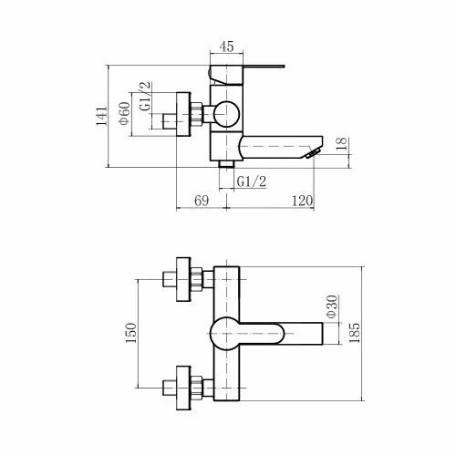 Смеситель для ванны с душем Fashun A53001-7, черный фото