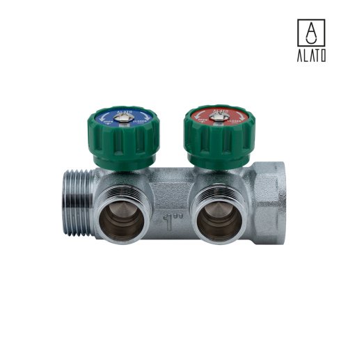 Коллектор регулирующий Alato, евроконус, 1" x 3/4" x 2 выхода фото