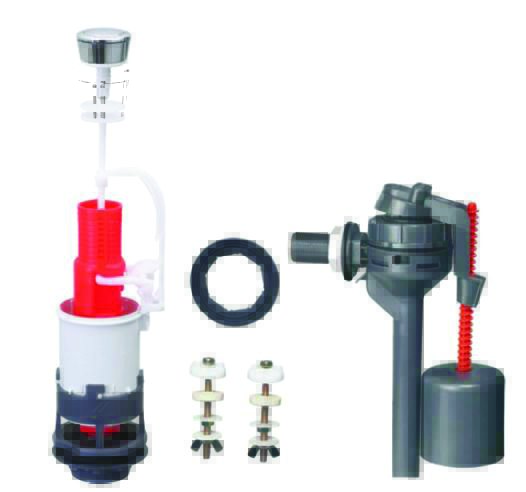 Арматура для бачка унитаза Wirquin Topy MP 1 кнопка, боковой подвод, заливной клапан фото