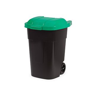 Бак для мусора Альтернатива, на колесах, 65 л, черно-зеленый фото
