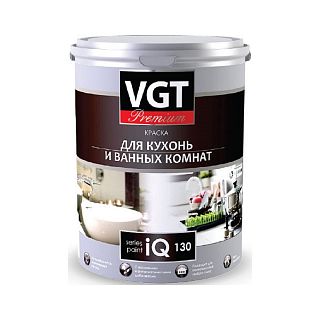 Краска для кухонь и ванных комнат с восковыми добавками VGT Premium iQ130, база A, белая, 0,8 л фото
