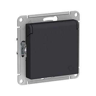 Розетка встраиваемая Schneider Electric Atlasdesign, с крышкой, с з/ш, с/з, 16 А, IP20, карбон фото