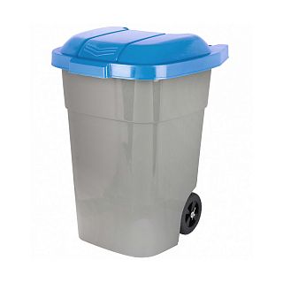 Бак для мусора Альтернатива, на колесах, 65 л, черно-синий фото