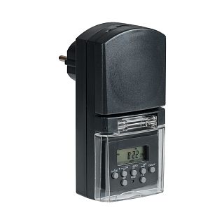 Таймер розеточный электрический IEK РТЭ-3, недельный, 1 мин/7 дн, 16 А, IP44, черный фото