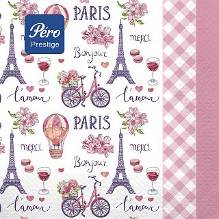Салфетки бумажные сервировочные Pero Prestige Париж, с рисунком, трехслойные, 20 шт фото