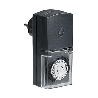 Таймер розеточный механический IEK РТМ-4, суточный, 30 мин/24 ч, 16 А, IP44, черный фото