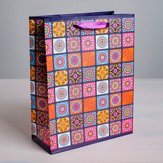 Пакет подарочный Дарите Счастье Мозайка, ламинированный, 31 x 40 x 9 см фото