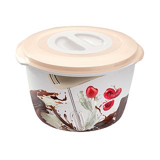 Емкость для миксера Phibo, 2 л, бежевая с декором фото