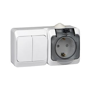 Блок комбинированный Systeme (Schneider) Electric Этюд BPA16-242B, IP44, 16 А, белый фото