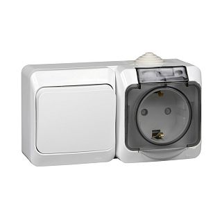 Блок комбинированный Systeme (Schneider) Electric Этюд BPA16-246B, IP44, 16 А, белый фото