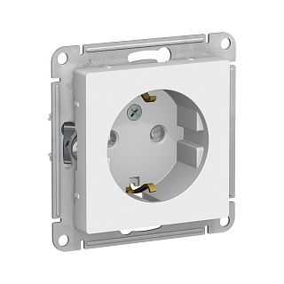 Розетка встраиваемая Schneider Electric Atlasdesign, с з/ш, с/з, 16 А, IP20, белая фото