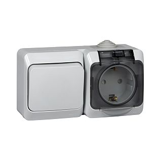 Блок комбинированный Systeme (Schneider) Electric Этюд BPA16-241C, IP44, 16 А, серый фото