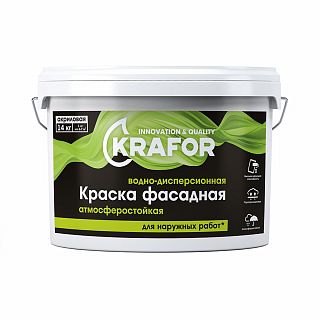 Краска водно-дисперсионная фасадная Krafor, 3 кг, белая фото