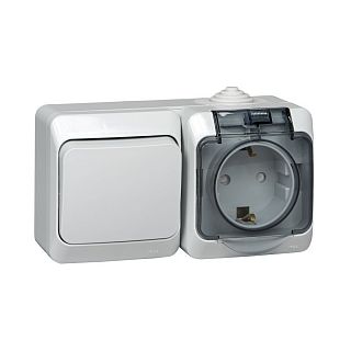 Блок комбинированный Systeme (Schneider) Electric Этюд BPA16-246C, IP44, 16 А, серый фото