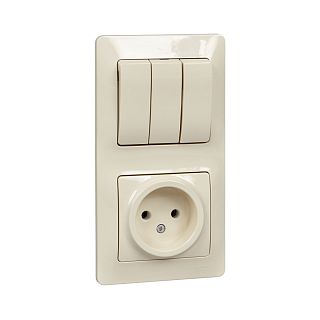Блок комбинированный встраиваемый Systeme Electric Glossa, б/з, 10 А, бежевый фото