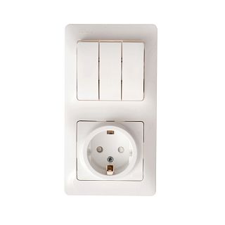 Блок комбинированный встраиваемый Systeme Electric Glossa, б/з, 10 А, белый фото