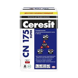 Самовыравнивающаяся смесь для пола с армирующими микроволокнами Ceresit CN 175 Super, 25 кг фото