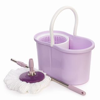 Комплект для уборки Альтернатива Уют, ведро 15 л с отжимом и швабра, фиолетовый фото