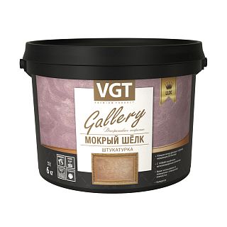 Декоративная штукатурка VGT Gallery Мокрый шелк Lux, 6 кг, серебристо-белая фото