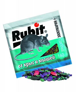 Средство от крыс и мышей Rubit Зоокумарин+, зерновая смесь, 160 г фото
