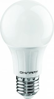 Лампа светодиодная LED Онлайт, E27, A60, 12 Вт, 2700 K, теплый свет фото