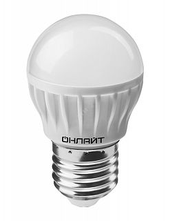 Лампа светодиодная LED матовая Онлайт, E27, G45, 10 Вт, 6500 K, дневной свет фото