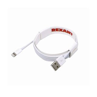 Кабель в ПВХ оплетке Rexant, USB - Lightning, чип MFI, 1 м, белый фото