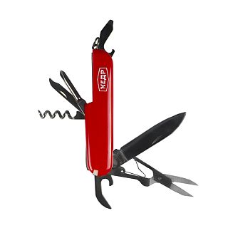 Многофункциональный складной нож Кедр 8 в 1, пластиковый корпус, 9 см, красный фото