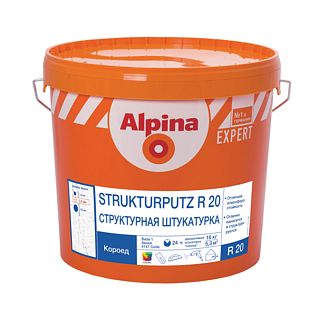 Штукатурка Alpina Expert Strukturputz R20 Короед, база 1, белая, 16 кг фото