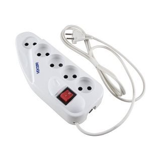 Сетевой фильтр Vektor Lite, 2,2 кВт, 10А, 5 розеток, 5 м, белый фото