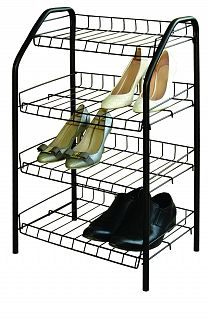 Этажерка для обуви Nika, 4 полки, 70 x 46 x 28 см, черная фото