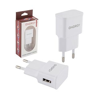 Зарядное устройство для телефона Energy ET-09, 1 А, USB, белый фото