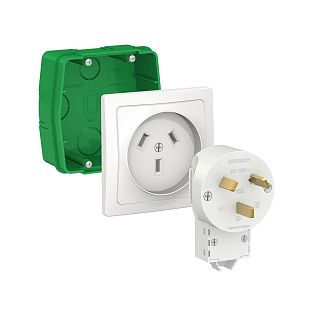 Комплект силовой Systeme (Schneider) Electric Blanca, (вилка + розетка), 32 А, 250 В, белый/зеленый фото