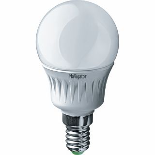 Лампа светодиодная LED матовая Navigator, E27, G45, 7 Вт, 2700 K, теплый свет фото