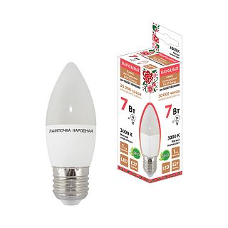 Лампа светодиодная матовая Tdm Electric Народная, E27, FC37, 7 Вт, 3000 K, теплый свет фото