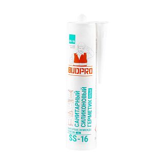 Герметик силиконовый санитарный Budpro Sanitary Silicone Transparent SS-16, 240 мл, белый фото