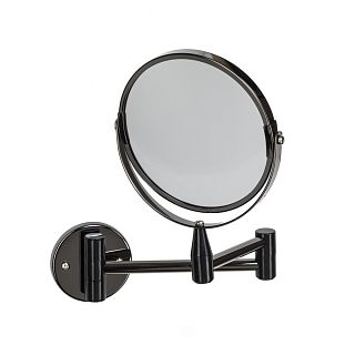 Зеркало косметическое двустороннее Swensa, настенное, d 15 см, черное фото