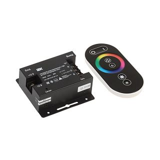 Контроллер радиоуправляемый с ПДУ IEK, для светодиодной ленты, RGB 3 канала, 216 Вт, черный фото
